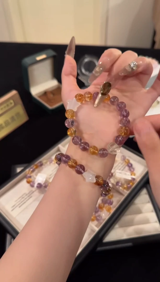 水晶手链合金紫黄x153