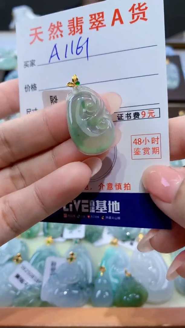 颈饰18K金镶嵌翡翠天然翡翠A货挂件