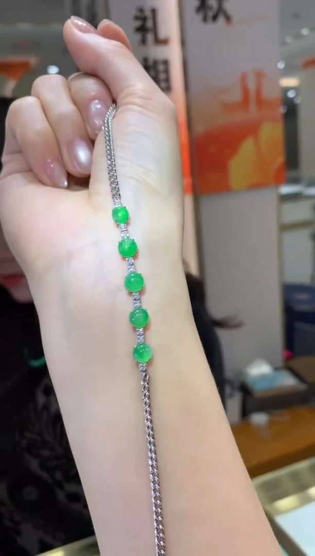 18K金镶嵌手链翡翠|不退不换