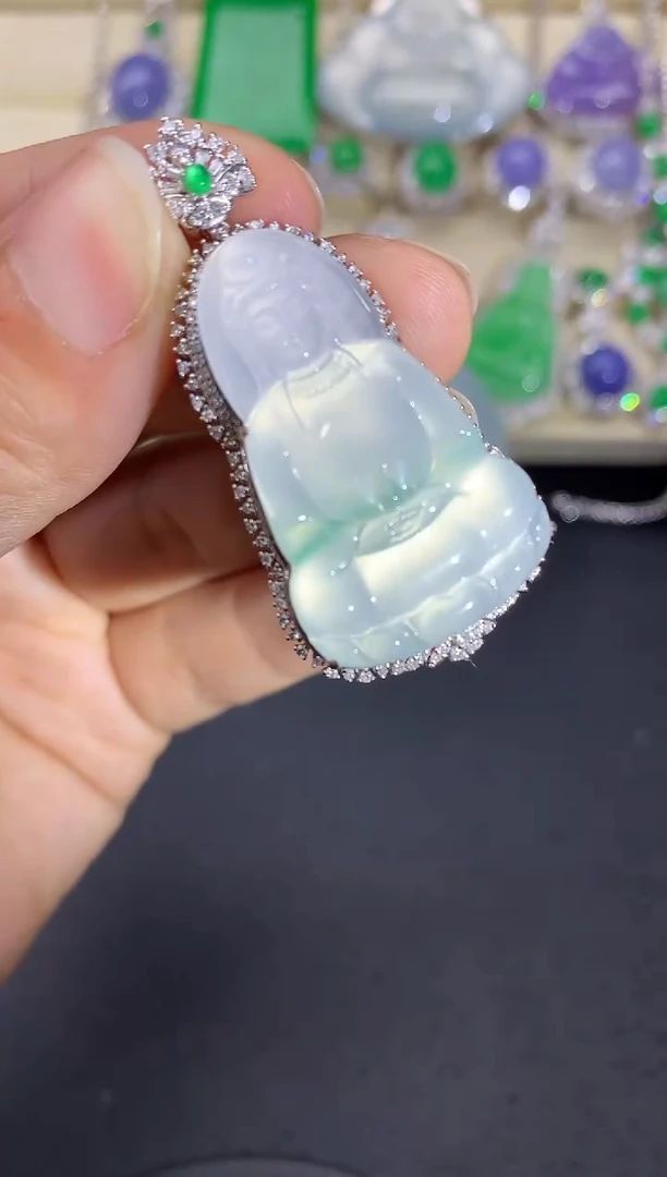 翡翠18K金镶嵌颈饰635-中国好珍宝