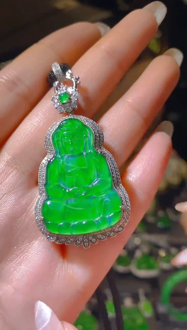 【闪购商品】翡翠吊坠(赠链)银S925镶嵌024（多样性发货）