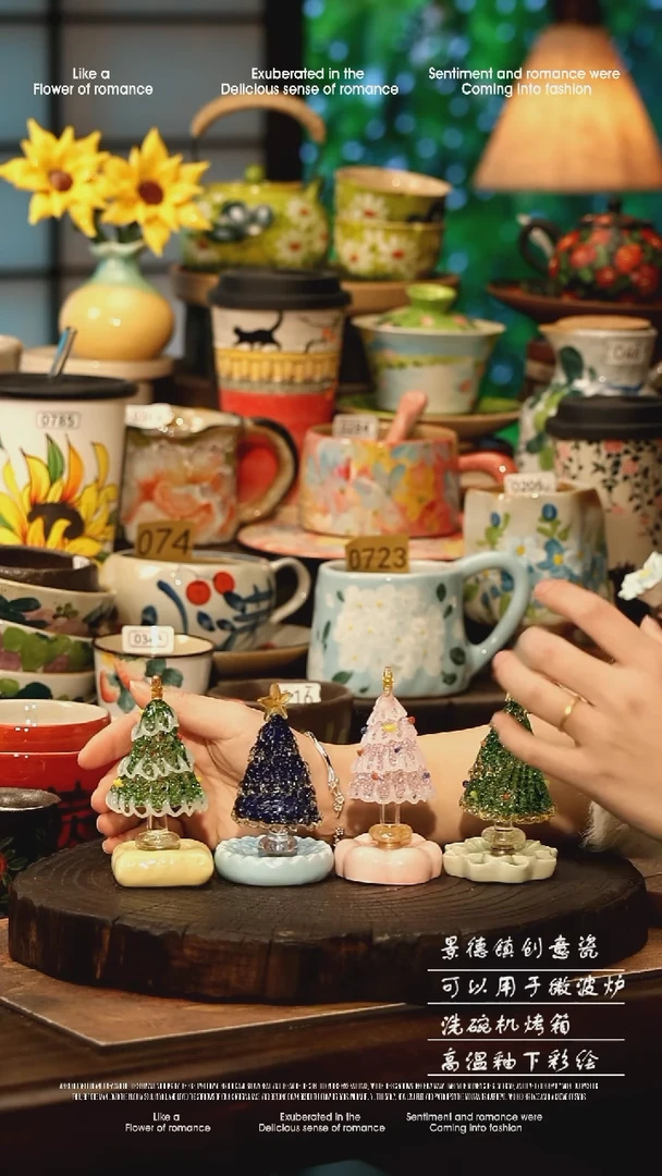 陶瓷随机一个景德镇高温釉下彩手工手绘款式@A0183@