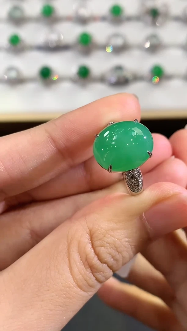 翡翠戒指18K金镶嵌B97     多样性一件发货