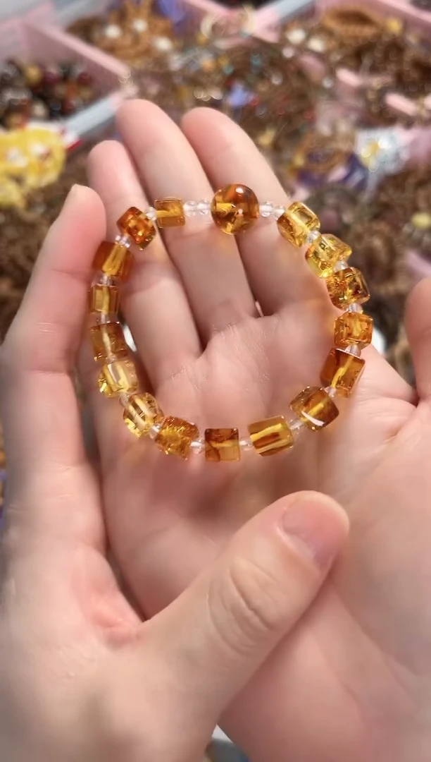 手串琥珀（花珀）未镶嵌琥珀花珀方糖