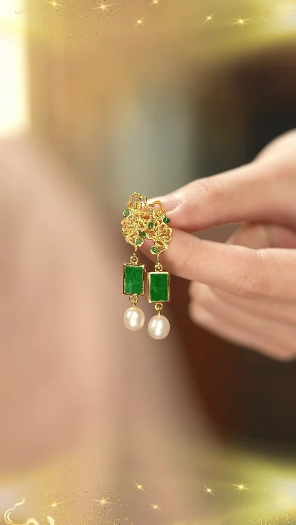 【闪购商品】翡翠耳饰银S925镶嵌新款