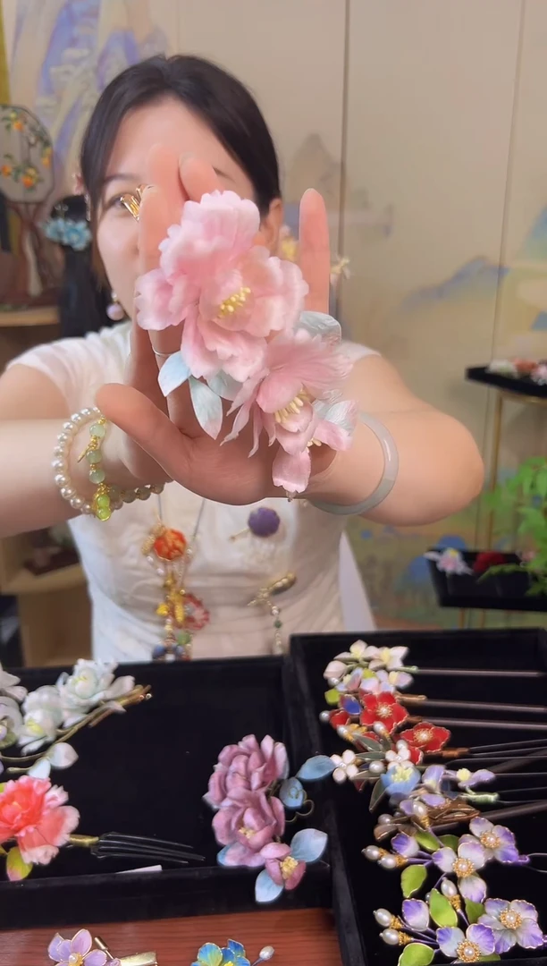 织绣非遗绒花纯手工