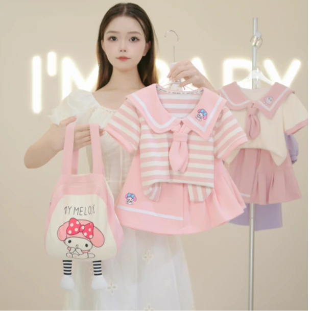 【鲸灵设计】高品质A类纯棉女童套装夏款短袖女宝裙子儿童夏季-现货