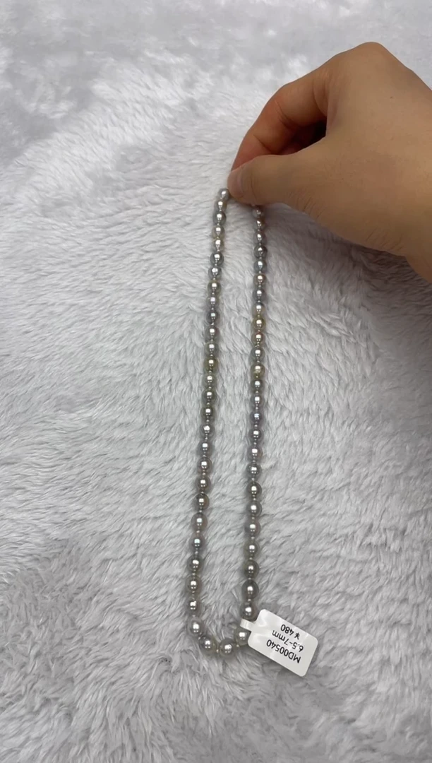 项链银S925镶嵌海水珍珠AK真多麻6.5-7mm