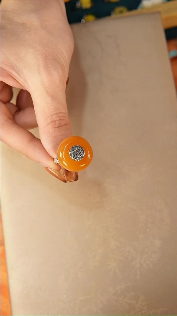 【闪购商品】琥珀戒指银S925镶嵌戒指