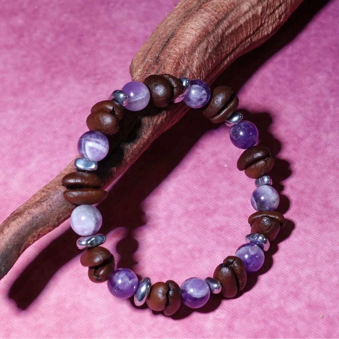 梦幻紫水晶咖啡豆手串*星宝手作