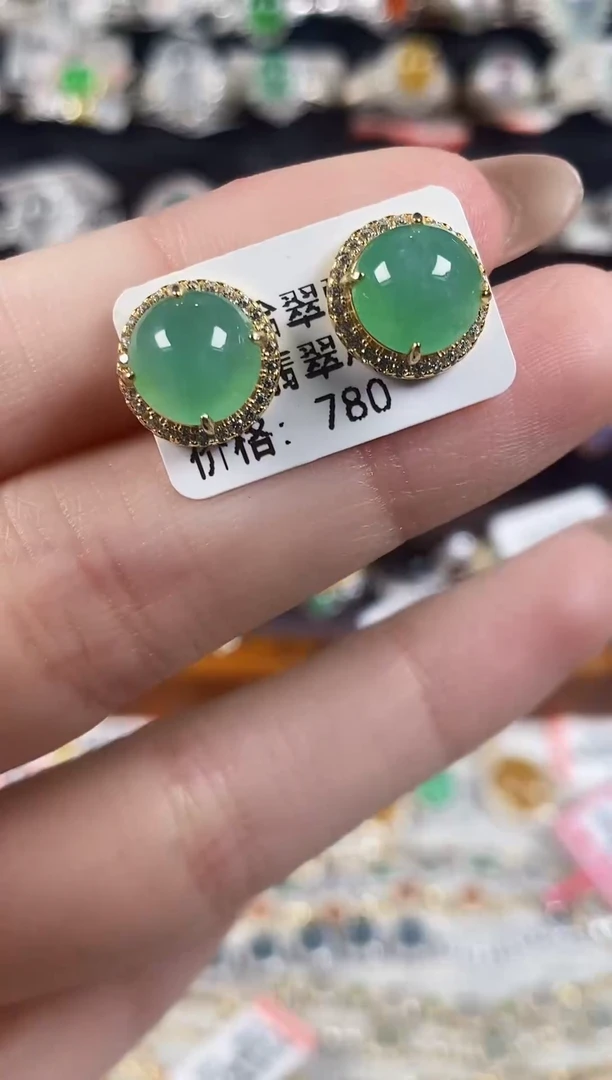 银S925镶嵌戒指翡翠 天然A货翡翠102