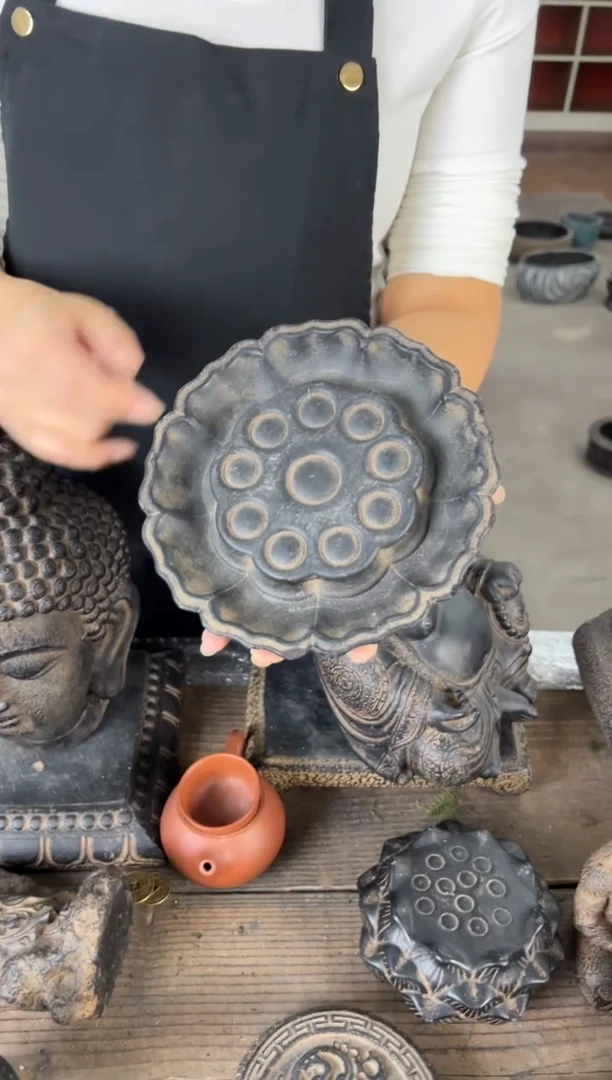 陶土【火山泥】莲蓬壶承