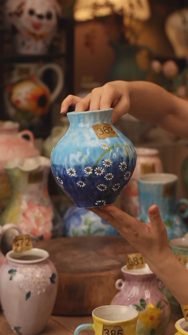 陶瓷363景德镇设计师手作花器摆件侘寂风