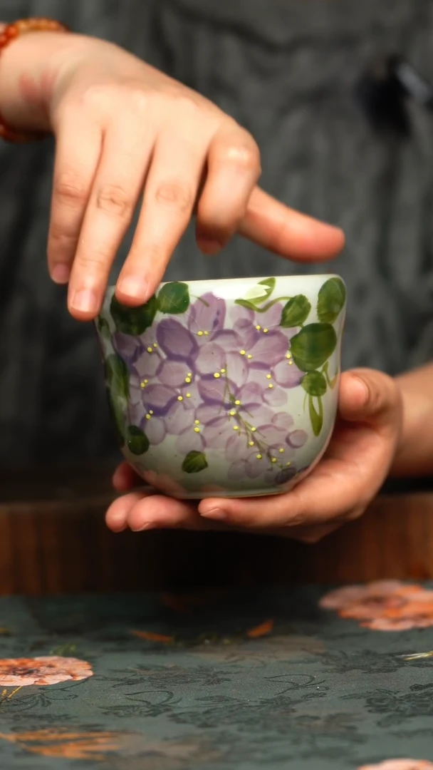 杯釉下彩手工手绘同款陶器