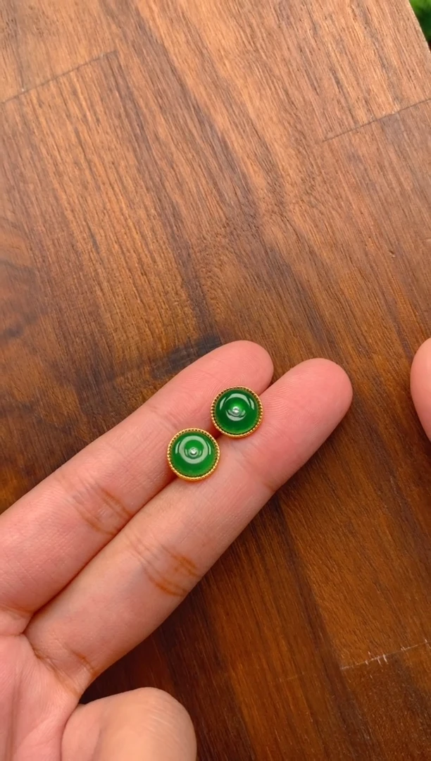 【闪购商品】翡翠耳饰银S925镶嵌平安扣耳饰