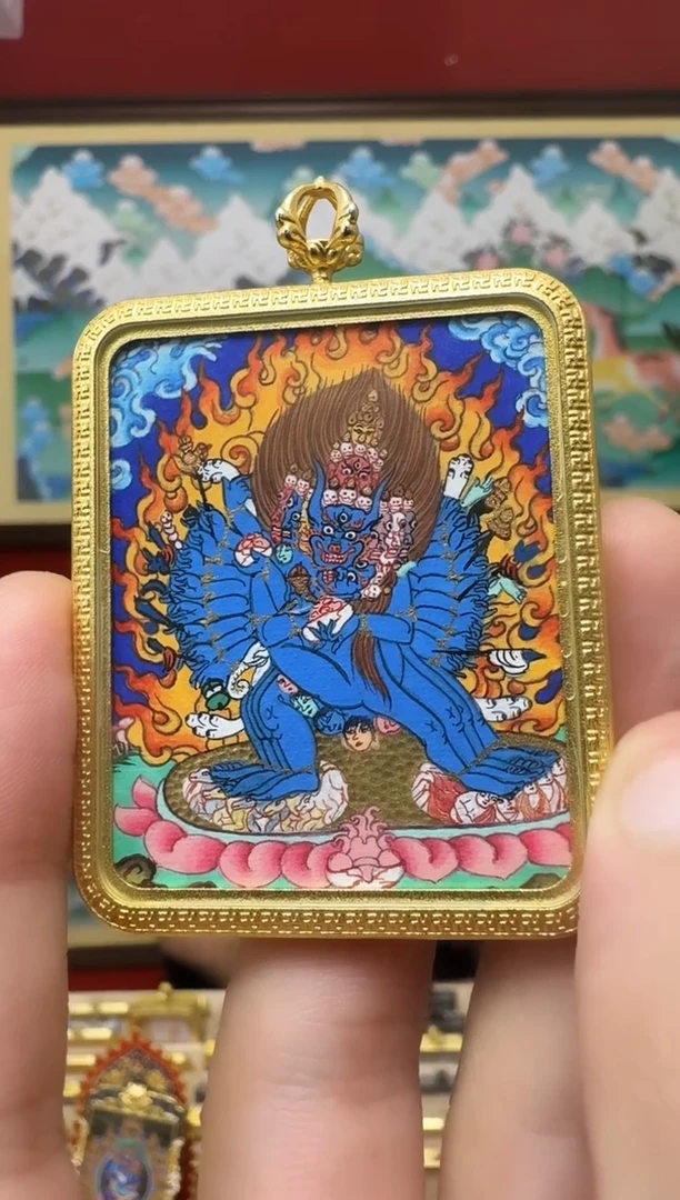 吊坠大威德-热贡纯手绘周毛