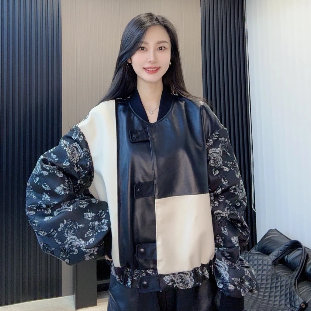 【欣欣严选】手工钩花拼接休闲绵羊皮设计显瘦气质冬季女士外套