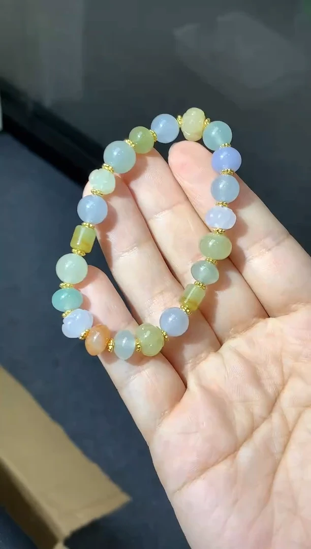 足金镶嵌手链翡翠486-中国好珍宝