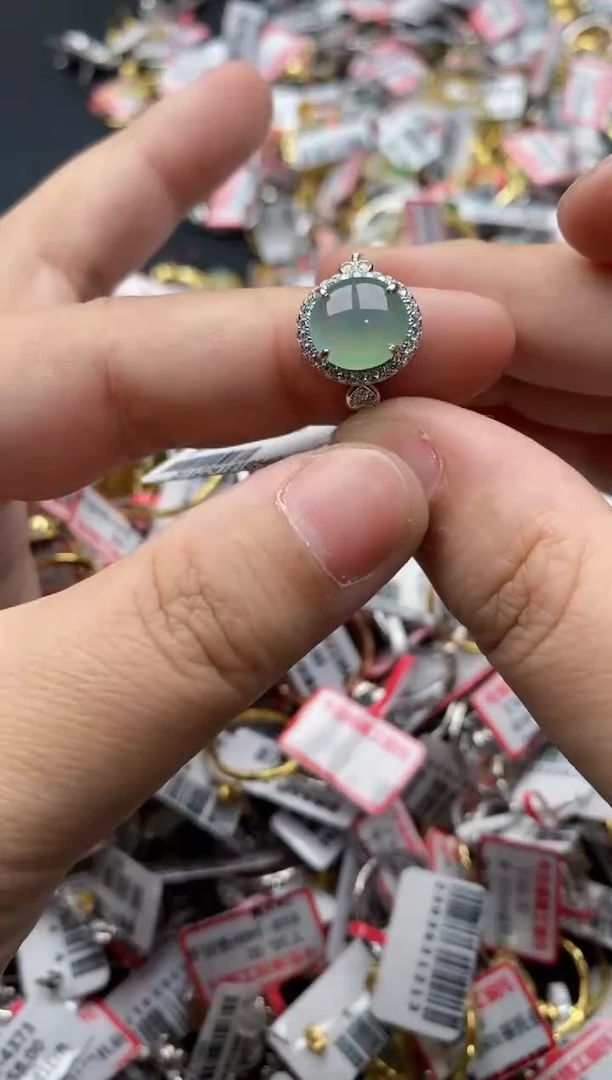 【闪购商品】翡翠戒指银S925镶嵌99999-4