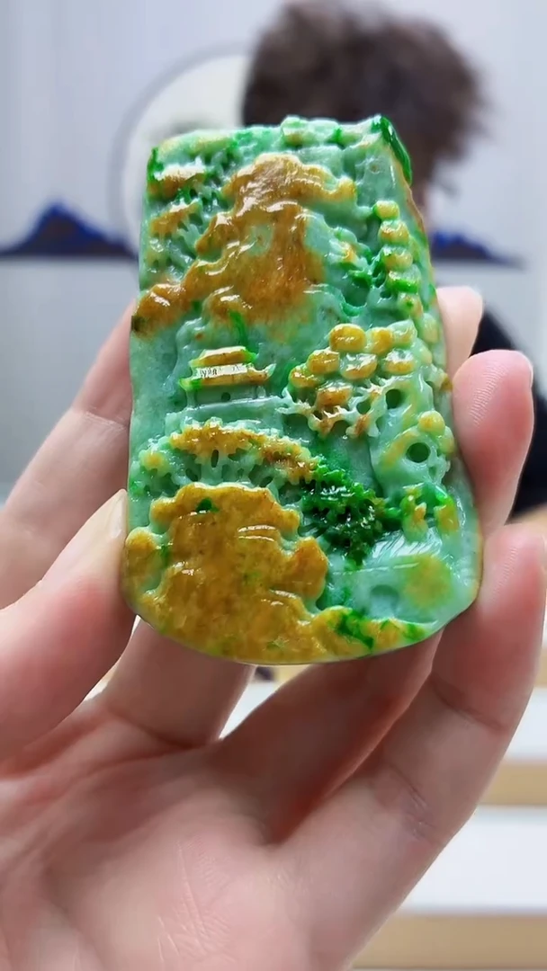 未镶嵌定制翡翠4688zm-毛货挂件124山水