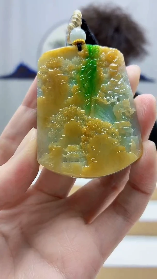 未镶嵌定制翡翠4688zm-毛货挂件山水33