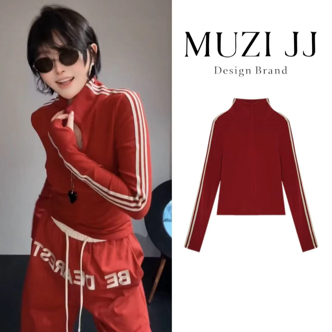 MUZI-111888-1#简约百搭休闲慵懒运动风上衣