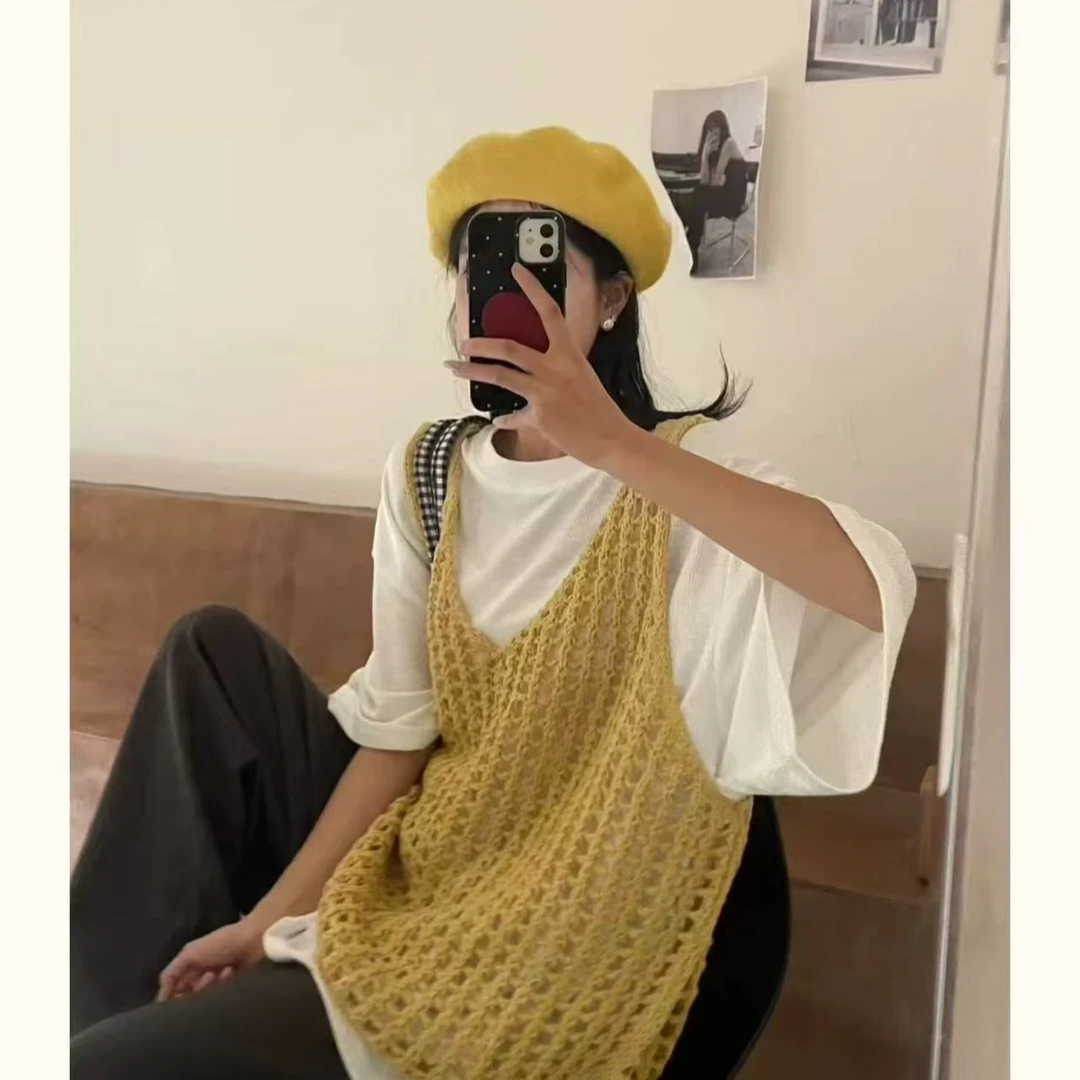 春秋季新品韩版针织衫休闲百搭马甲背心慵懒风