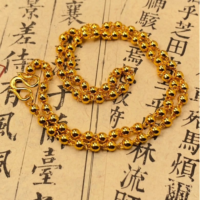 合金项链 【4mm圆珠项链】经典亮面光珠素款项链高级丝滑时尚男女