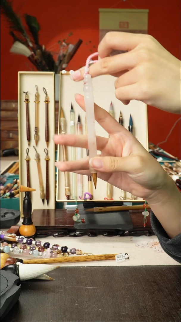 号孤品高货毛笔链接 清水试笔 蘸墨不退