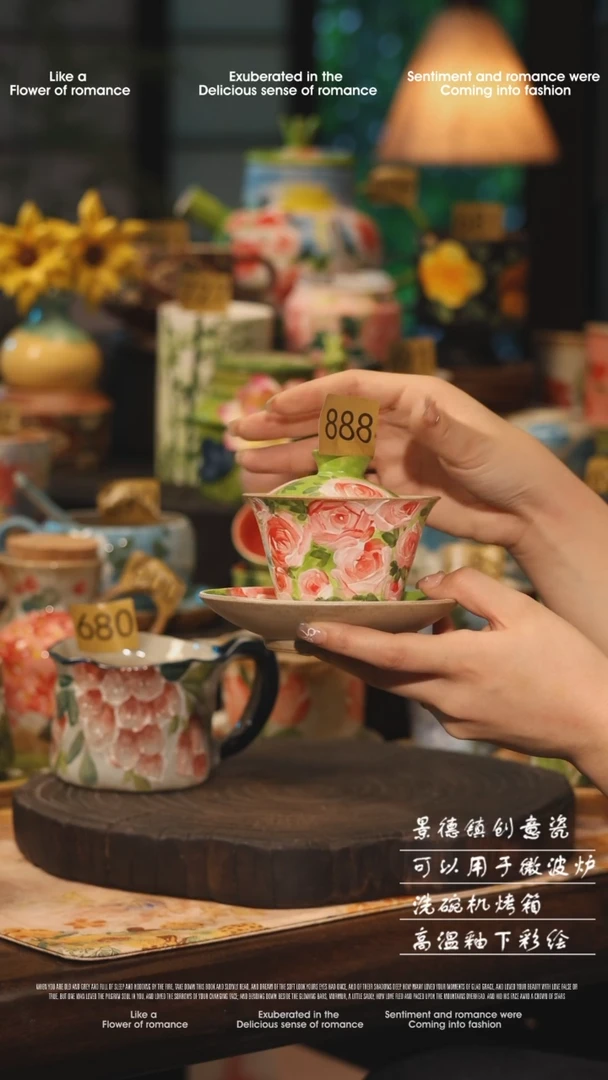 陶瓷888景德镇高温釉下彩绘设计师款式