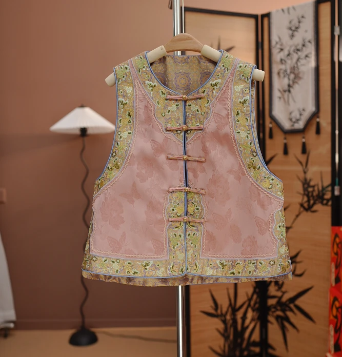 【如梦令】国风双面穿新中式重工马甲圆领珠扣暗纹提花复古气质坎肩