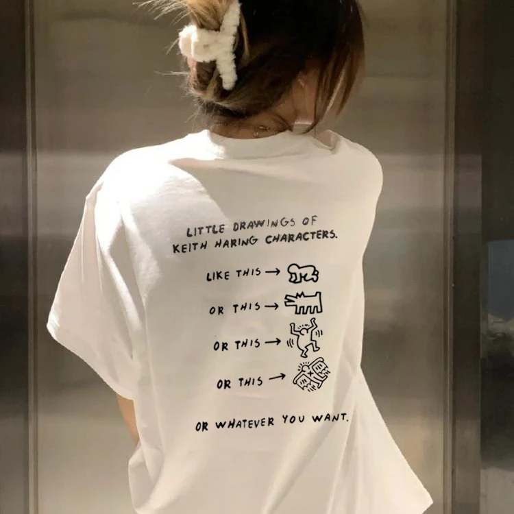 纯棉t恤短袖印花ins女白色宽松学生设计感韩版情侣装休闲百搭女装