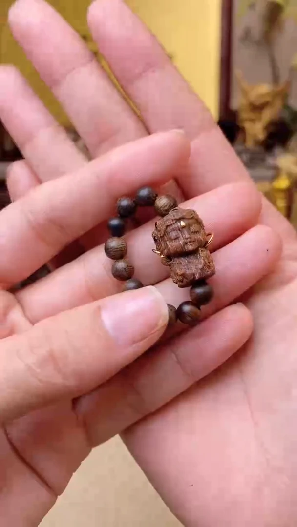 【闪购商品】沉香手串野生芽庄玉化雷料白棋沉水戒指+沉香木度母
