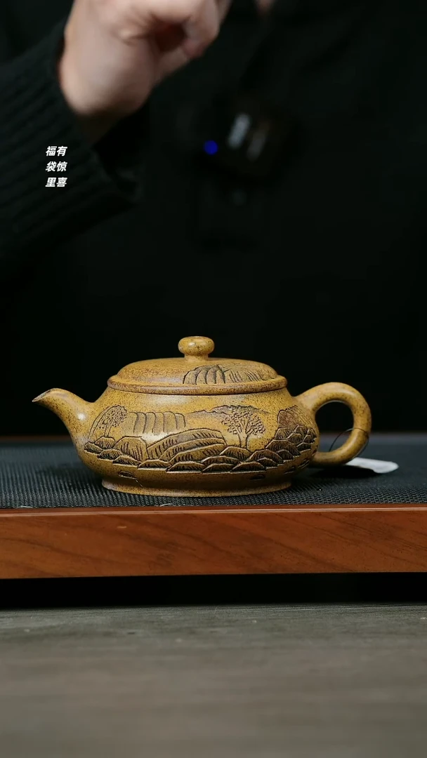 【闪购商品】紫砂茶壶H1163龙骨金砂观山明炉