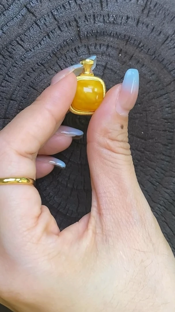 蜜蜡银S925镶嵌戒指吊坠