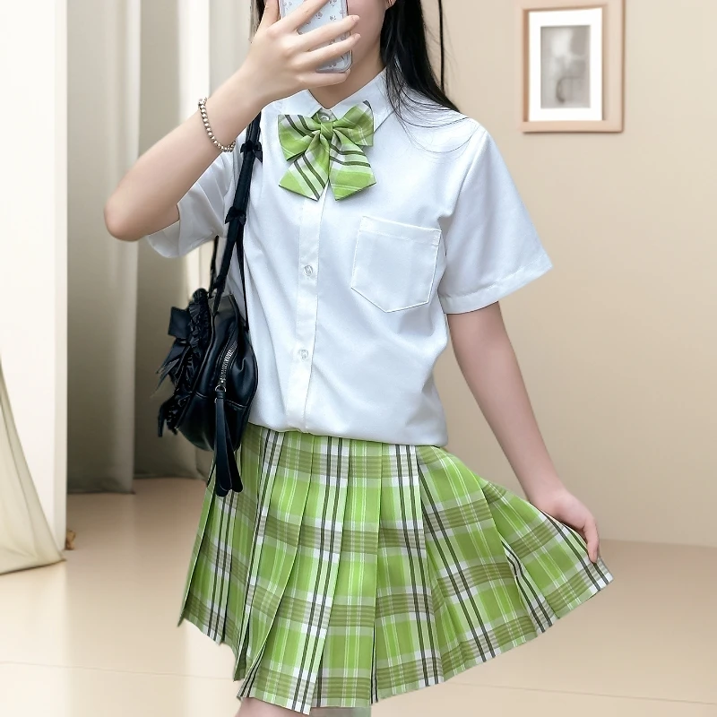 抹茶初晴格裙日系学院风制服套装36cm淡格裙jk原创格子裙jk格裙