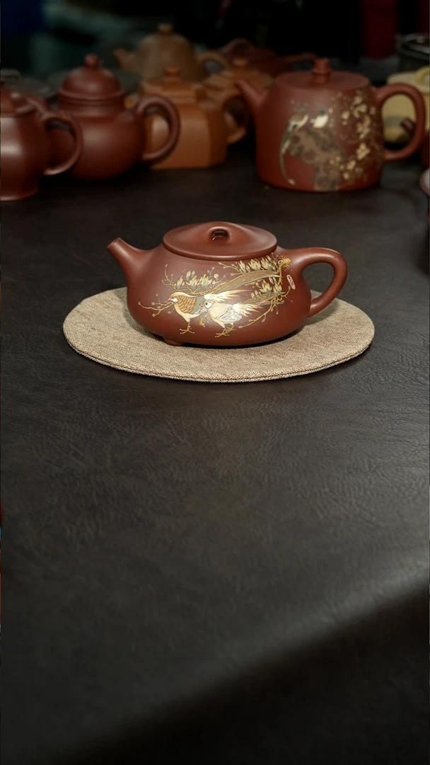 茶壶紫砂石瓢，汪达明全手工，底曹青，270cc