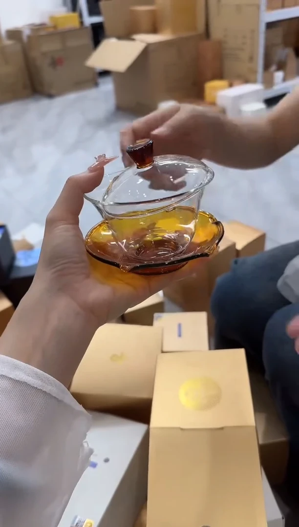 @@禾器荷叶盖碗琥珀色（无盒）