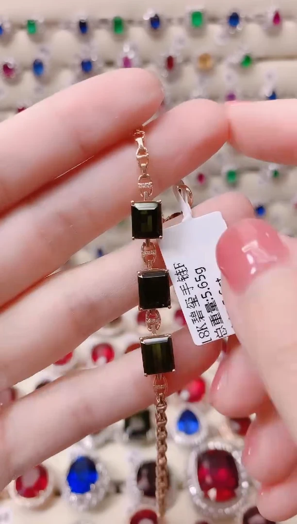 18K金镶嵌18K金手链碧玺1