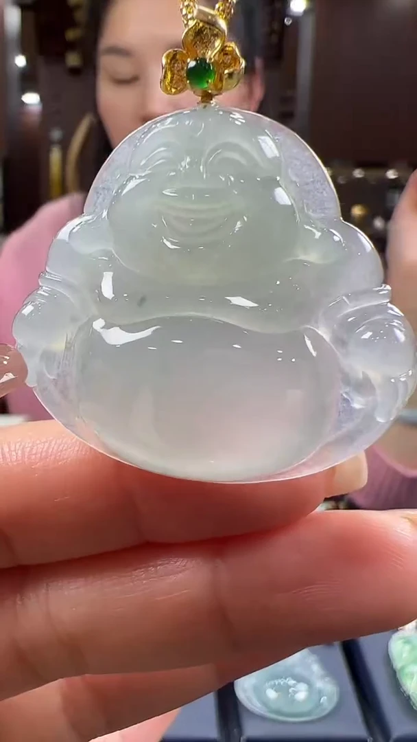 【闪购商品】翡翠挂件18K金镶嵌佛公 不含链