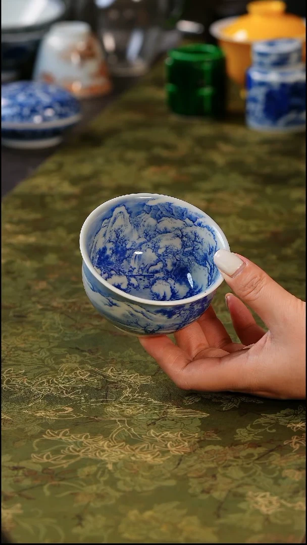 其他志军亲工青花山水杯