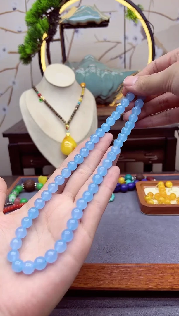 【闪购商品】海蓝宝石颈饰14K金镶嵌x792```