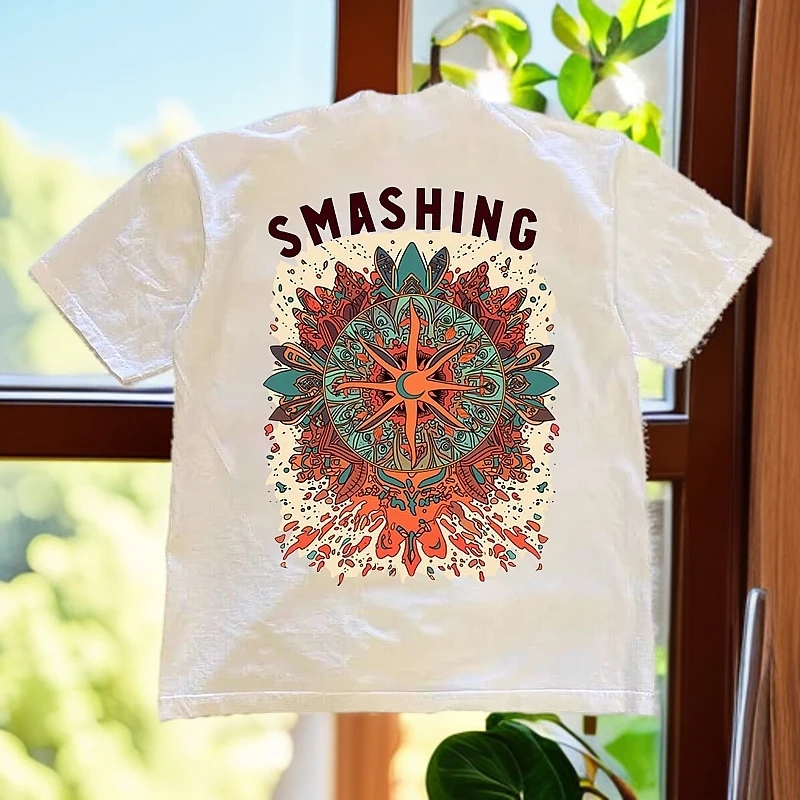 新新专属  夏季新款短袖男t恤宽松圆领白色纯棉潮流印花t恤短袖男