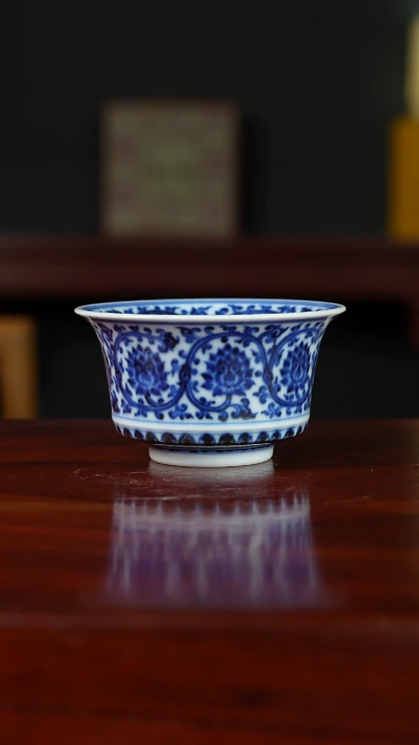 祖传窑真柴窑传承400年缠枝莲马蹄杯