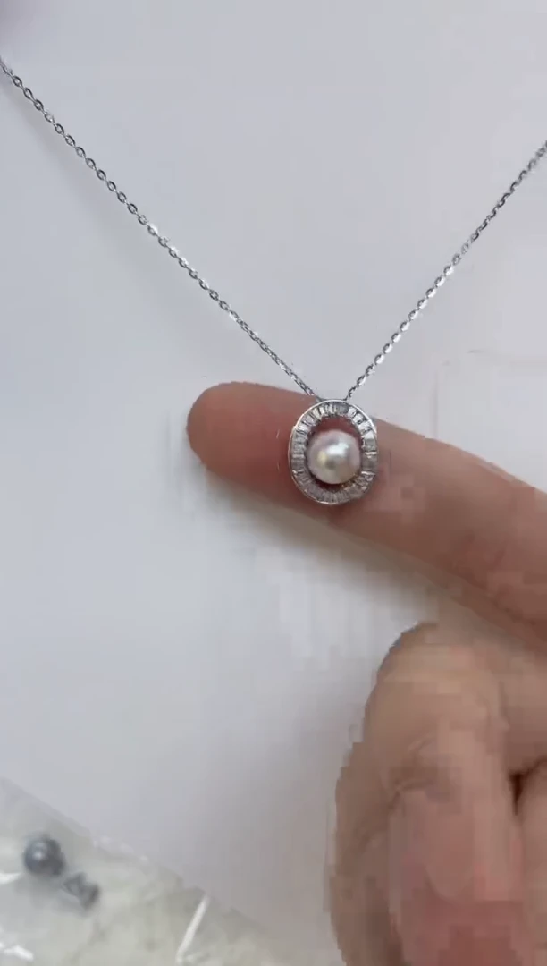 海水珍珠银S925镶嵌颈饰