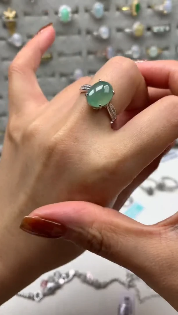 银S925镶嵌戒指翡翠1