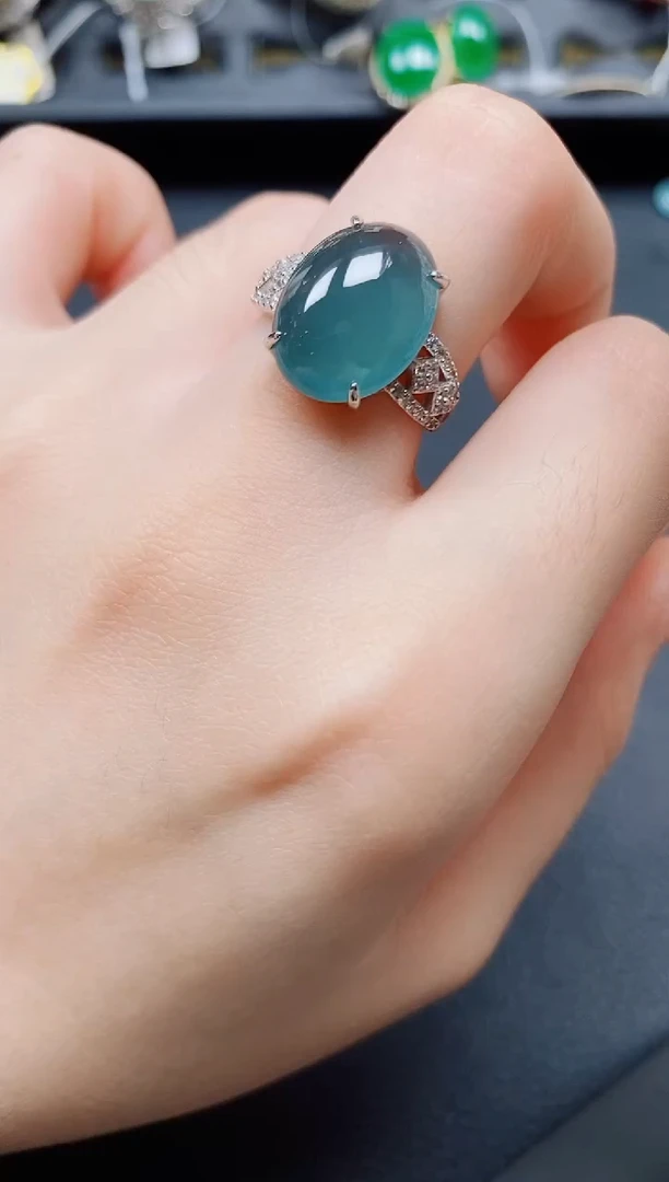 银S925镶嵌戒指翡翠翡翠