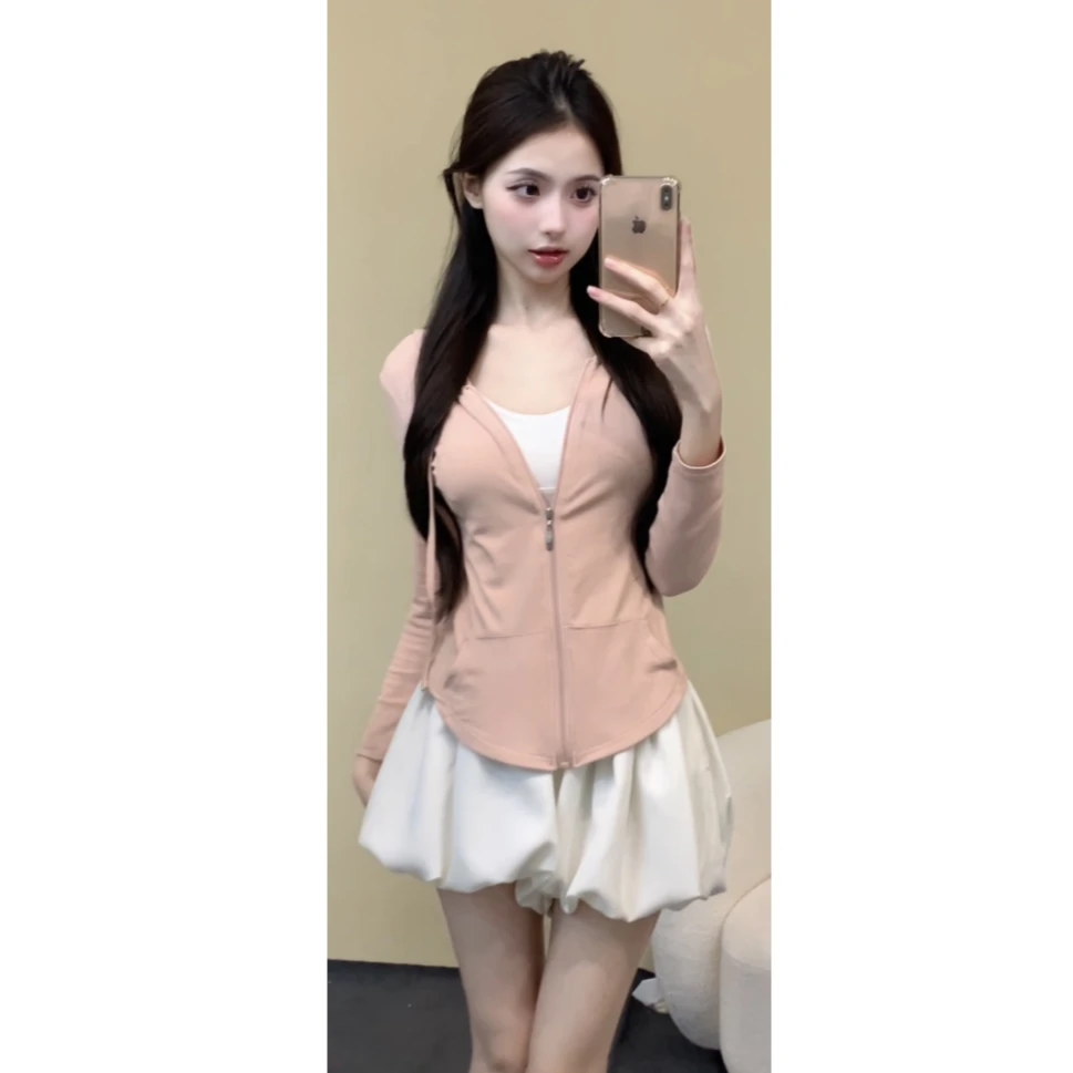 连帽防晒衣外套女装春季灰色辣妹小开衫薄款收腰显瘦长袖短款上衣