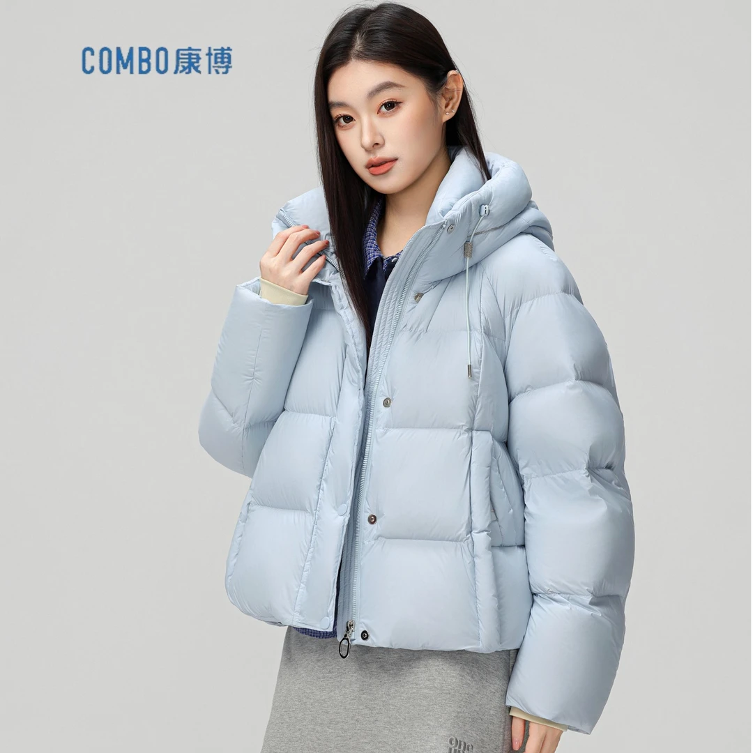 combo/康博女士时尚短款保暖秋冬女冬季连帽白鸭绒运动休闲KB6851