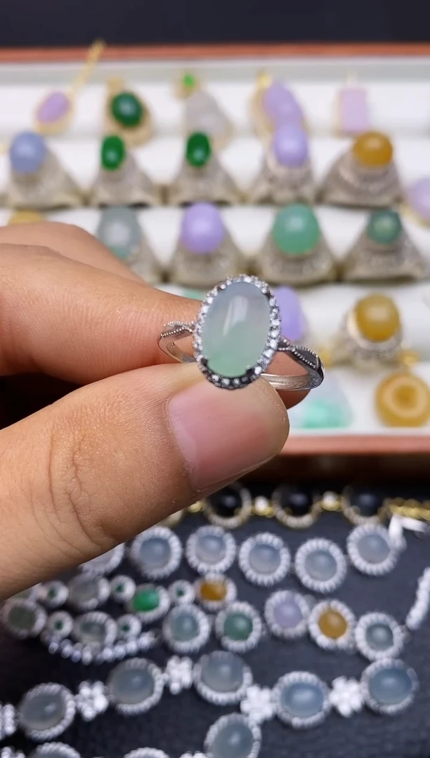 翡翠戒指银S925镶嵌/0002